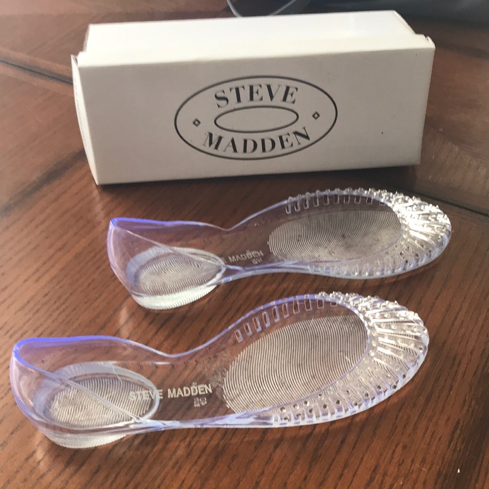 Steve Madden clear flats with rhinestones